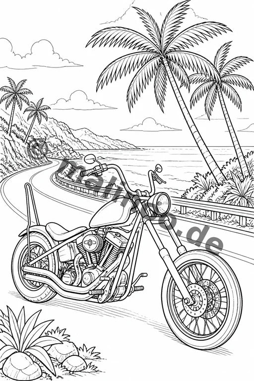 Motorräder Malbuch 20 Ausmalbilder gedruckt+lose – Vorschaubild 2