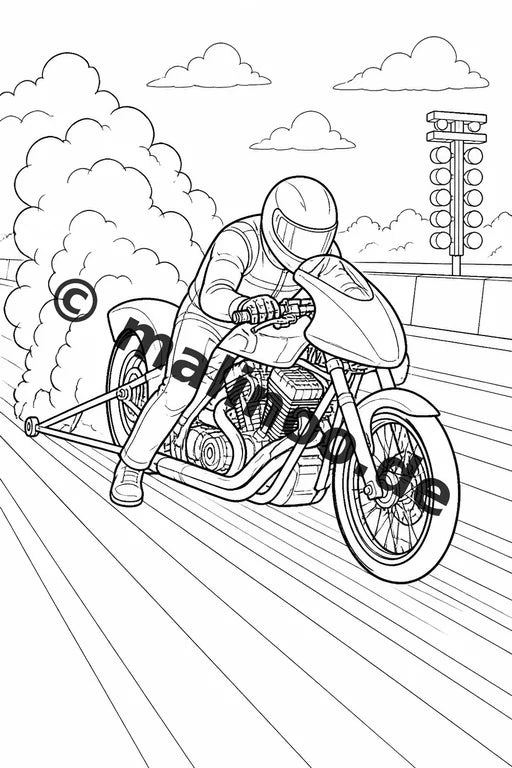 Motorräder Malbuch 20 Ausmalbilder gedruckt, ungebunden – Vorschaubild 3