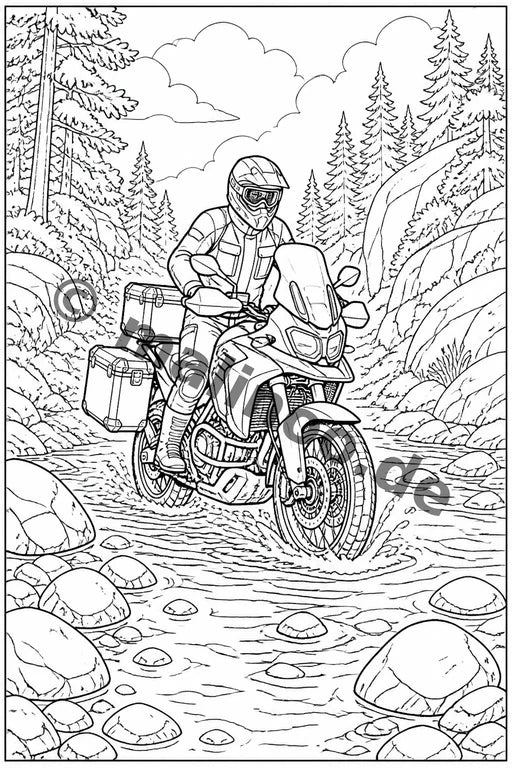 Motorräder Malbuch 20 Ausmalbilder gedruckt+lose – Vorschaubild 3