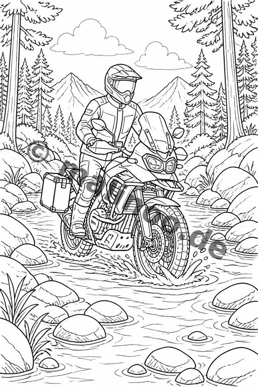 Motorräder Malbuch 20 Ausmalbilder gedruckt+lose – Vorschaubild 3