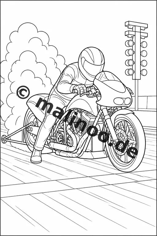 Motorräder Malbuch 20 Ausmalbilder gedruckt, ungebunden – Vorschaubild 3