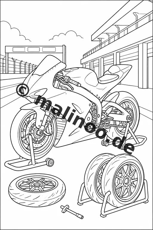 Motorräder Malbuch 20 Ausmalbilder gedruckt, ungebunden – Vorschaubild 4
