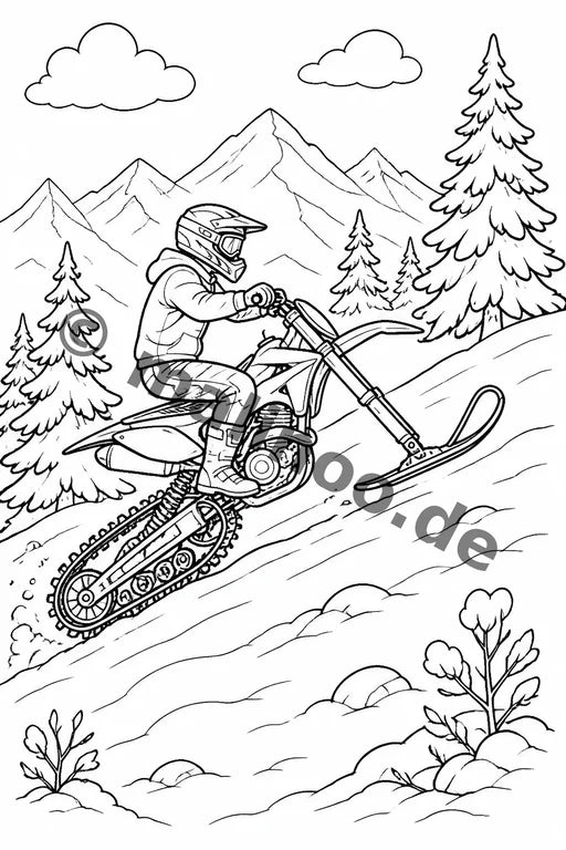 Motorräder Malbuch 20 Ausmalbilder gedruckt+lose – Vorschaubild 4