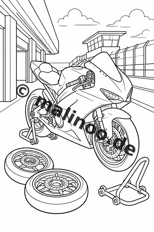 Motorräder Malbuch 20 Ausmalbilder gedruckt, ungebunden – Vorschaubild 4