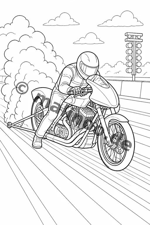 Motorräder Malbuch 20 Ausmalbilder gedruckt+lose – Vorschaubild 5