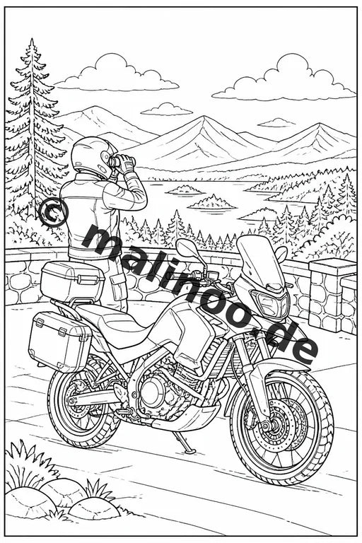 Motorräder Malbuch 20 Ausmalbilder gedruckt, ungebunden – Vorschaubild 6