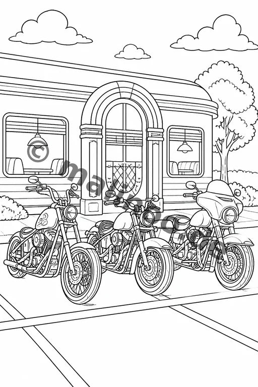 Motorräder Malbuch 20 Ausmalbilder gedruckt+lose – Vorschaubild 6