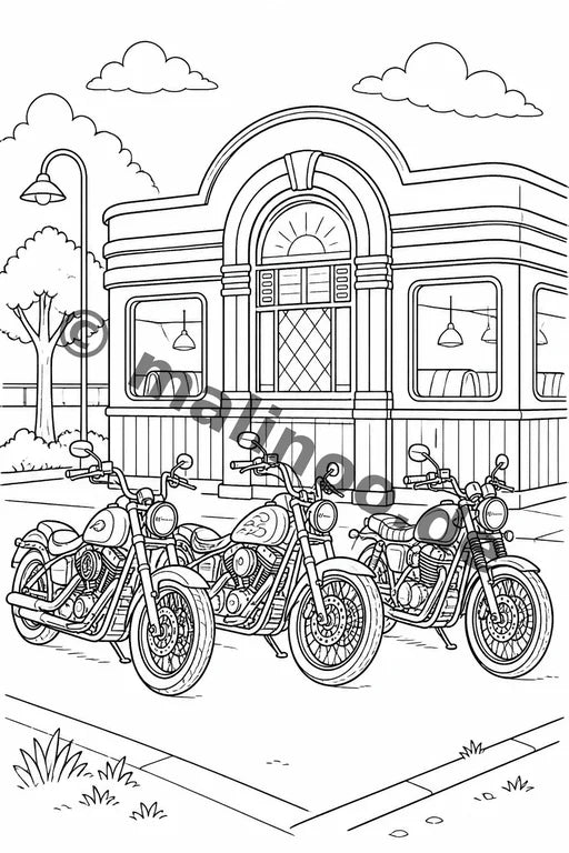 Motorräder Malbuch 20 Ausmalbilder gedruckt+lose – Vorschaubild 6