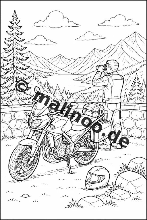 Motorräder Malbuch 20 Ausmalbilder gedruckt, ungebunden – Vorschaubild 6