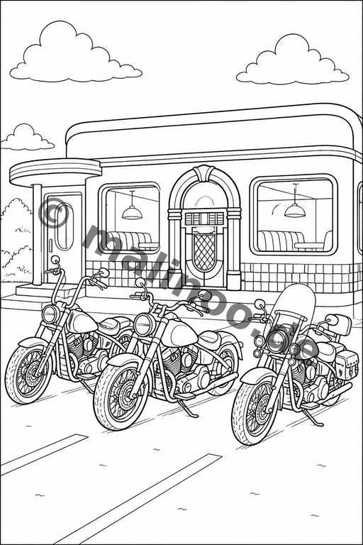 Motorräder Malbuch 20 Ausmalbilder gedruckt+lose – Vorschaubild 6