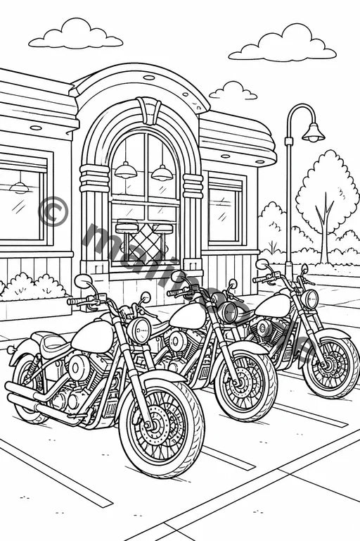 Motorräder Malbuch 20 Ausmalbilder gedruckt+lose – Vorschaubild 6