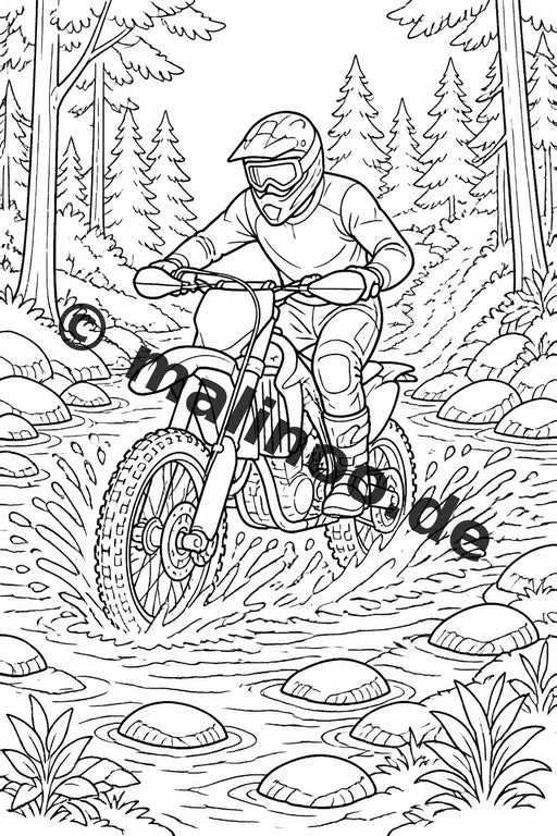 Motorräder Malbuch 20 Ausmalbilder gedruckt, ungebunden – Vorschaubild 7