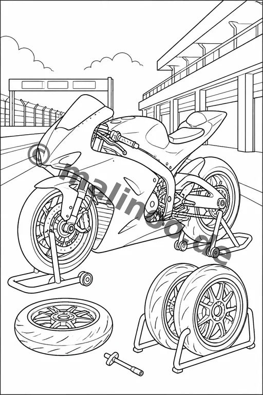 Motorräder Malbuch 20 Ausmalbilder gedruckt+lose – Vorschaubild 7