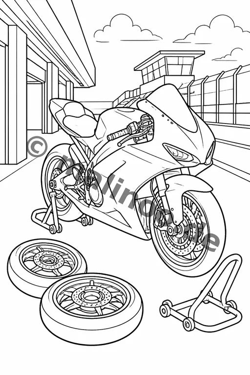 Motorräder Malbuch 20 Ausmalbilder gedruckt+lose – Vorschaubild 7