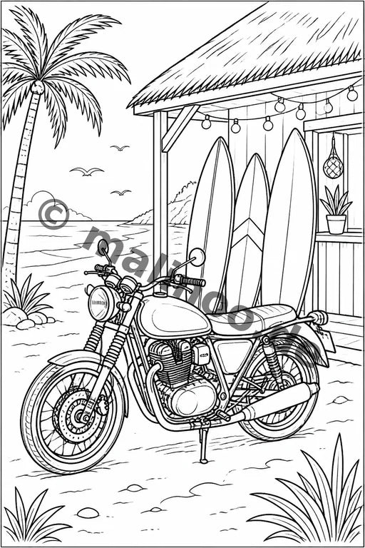 Motorräder Malbuch 20 Ausmalbilder gedruckt+lose – Vorschaubild 8
