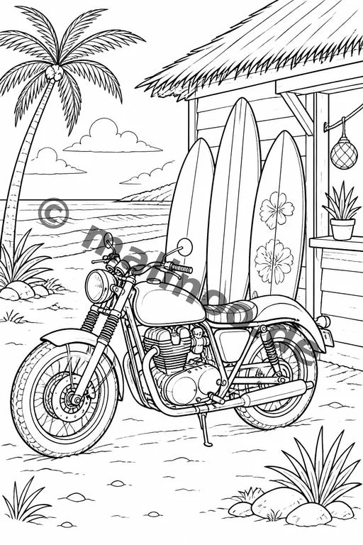 Motorräder Malbuch 20 Ausmalbilder gedruckt+lose – Vorschaubild 8