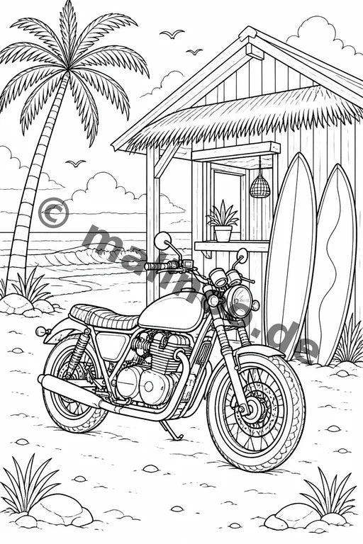 Motorräder Malbuch 20 Ausmalbilder gedruckt+lose – Vorschaubild 8