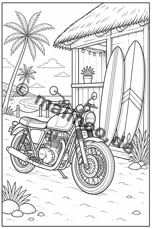 Motorräder Malbuch 20 Ausmalbilder gedruckt+lose – Vorschaubild 8