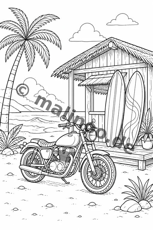 Motorräder Malbuch 20 Ausmalbilder gedruckt+lose – Vorschaubild 8