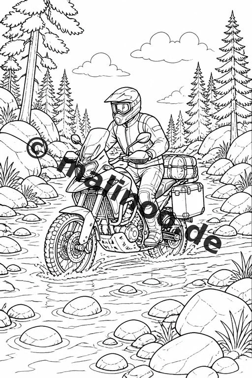 Motorräder Malbuch 50 Ausmalbilder PDF Download digital – Vorschaubild 2