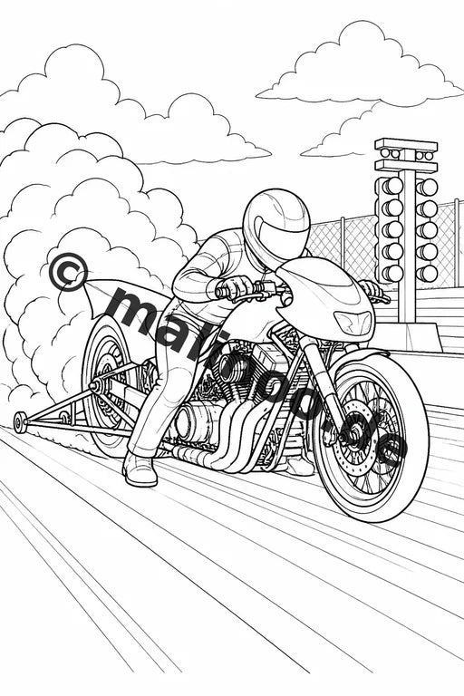 Motorräder Malbuch 50 Ausmalbilder PDF Download digital – Vorschaubild 3