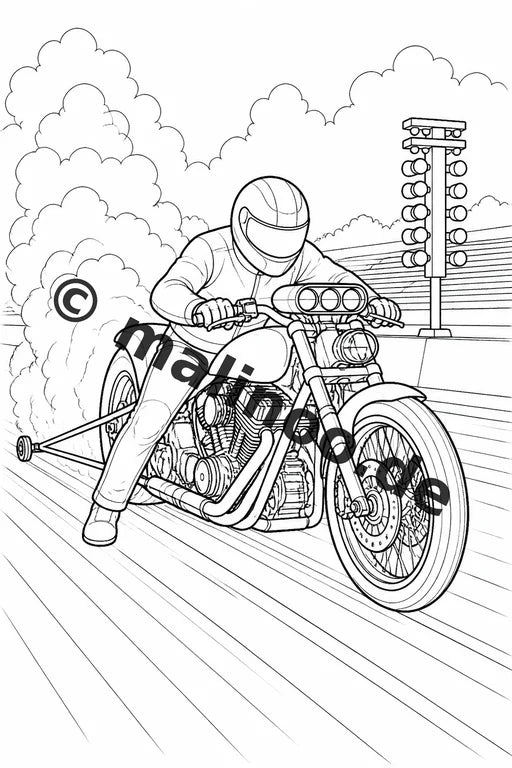 Motorräder Malbuch 50 Ausmalbilder PDF Download digital – Vorschaubild 3