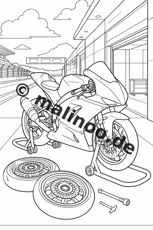 Motorräder Malbuch 50 Ausmalbilder PDF Download digital – Vorschaubild 4