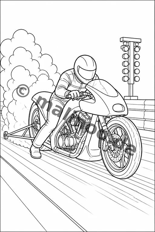 Motorräder Malbuch 50 Ausmalbilder PDF Download – Vorschaubild 5