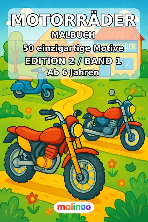 Motorräder Malbuch 50 Ausmalbilder gedruckt+gebunden – Cover