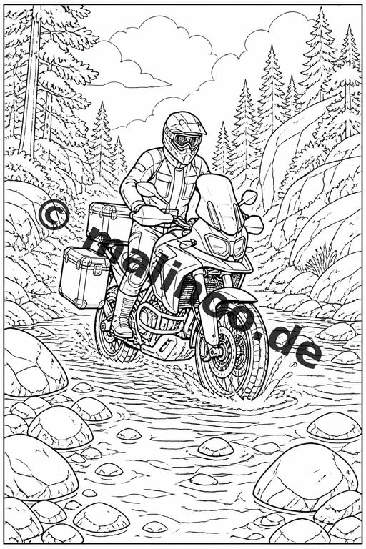 Motorräder Malbuch 50 Ausmalbilder gedruckt und gebunden – Vorschaubild 2