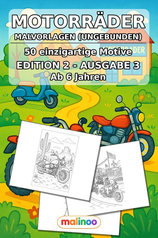 Motorräder Malbuch 50 Ausmalbilder gedruckt+lose – Cover