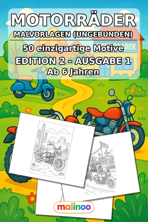 Motorräder Malbuch 50 Ausmalbilder gedruckt+lose – Cover
