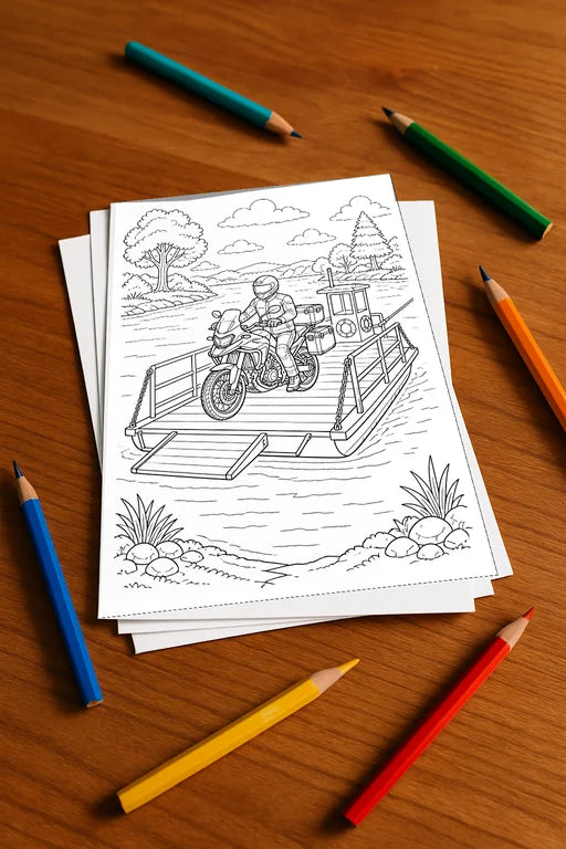 Motorräder Malbuch 50 Ausmalbilder gedruckt, ungebunden – Mockup-Ansicht