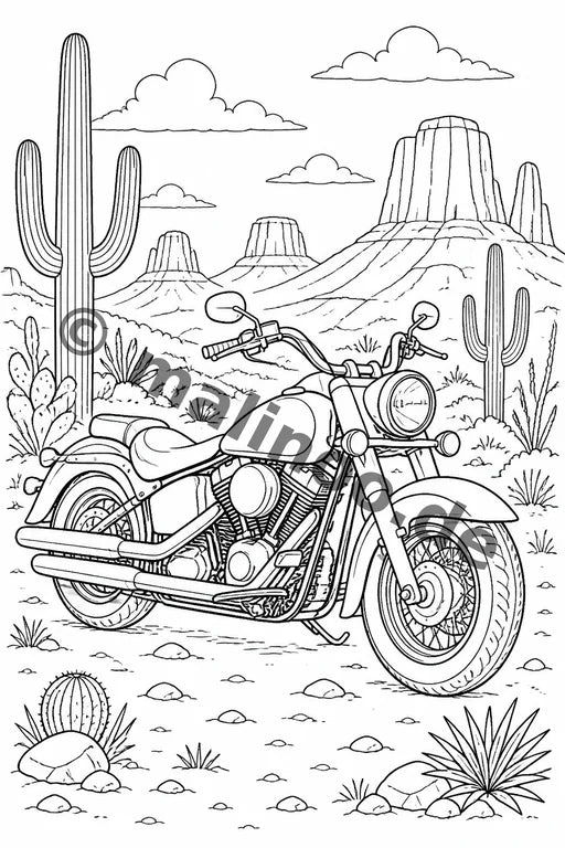 Motorräder Malbuch 50 Ausmalbilder gedruckt+lose – Vorschaubild 1