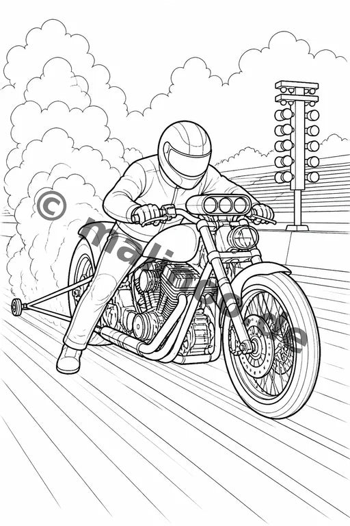 Motorräder Malbuch 50 Ausmalbilder gedruckt+lose – Vorschaubild 5