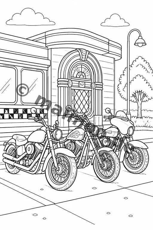 Motorräder Malbuch 50 Ausmalbilder gedruckt+lose – Vorschaubild 6