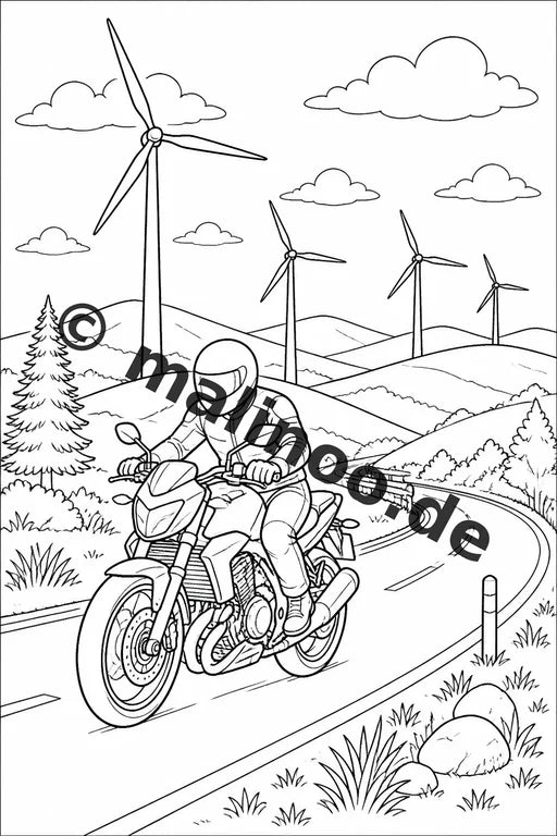 Motorräder Malbuch 50 Ausmalbilder gedruckt, ungebunden – Vorschaubild 8