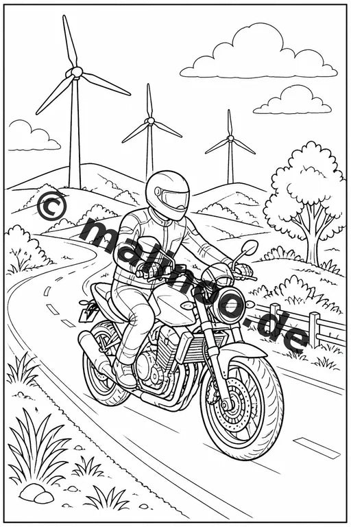 Motorräder Malbuch 50 Ausmalbilder gedruckt, ungebunden – Vorschaubild 8