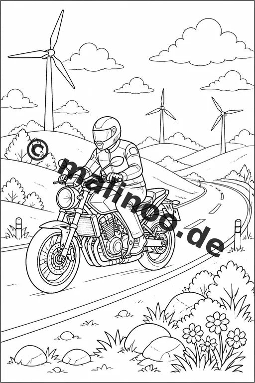 Motorräder Malbuch 50 Ausmalbilder gedruckt, ungebunden – Vorschaubild 8