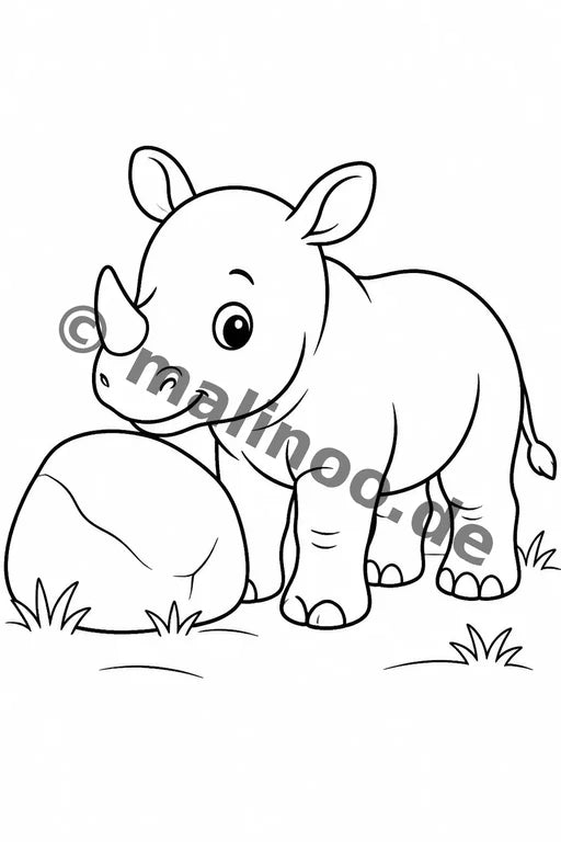 Nashörner Malbuch 100 Ausmalbilder PDF Download – Vorschaubild 1