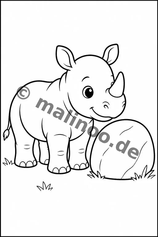 Nashörner Malbuch 100 Ausmalbilder PDF Download – Vorschaubild 1