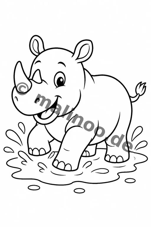 Nashörner Malbuch 100 Ausmalbilder PDF Download – Vorschaubild 2