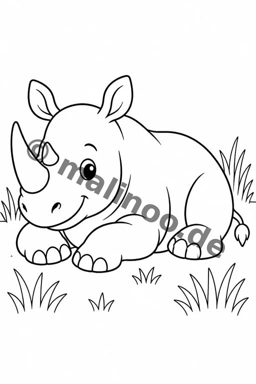Nashörner Malbuch 100 Ausmalbilder PDF Download – Vorschaubild 4