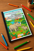 Nashörner Malbuch 100 Ausmalbilder gedruckt+gebunden – Mockup-Ansicht