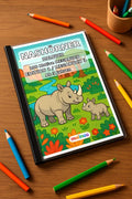 Nashörner Malbuch 100 Ausmalbilder gedruckt+gebunden – Mockup-Ansicht