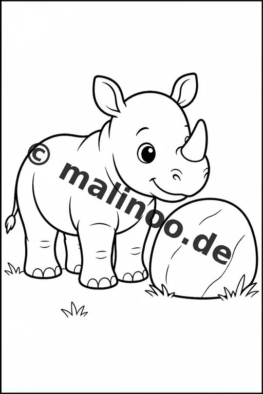Nashörner Malbuch 100 Ausmalbilder gedruckt und gebunden – Vorschaubild 1