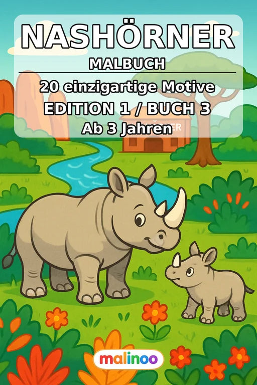 Nashörner Malbuch 20 Ausmalbilder PDF Download – Cover
