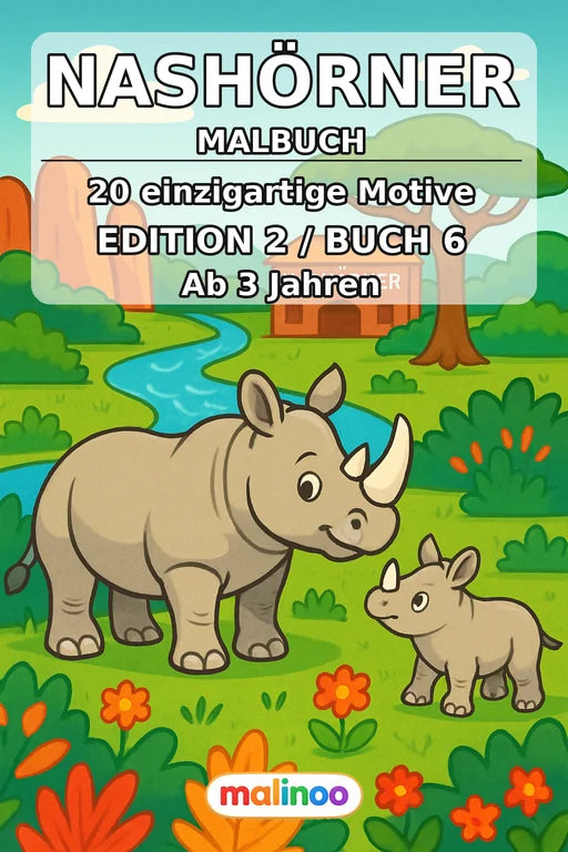 Nashörner Malbuch 20 Ausmalbilder PDF Download – Cover