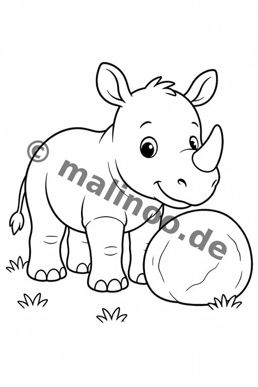 Nashörner Malbuch 20 Ausmalbilder PDF Download – Vorschaubild 1