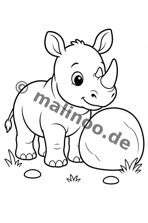 Nashörner Malbuch 20 Ausmalbilder PDF Download – Vorschaubild 1